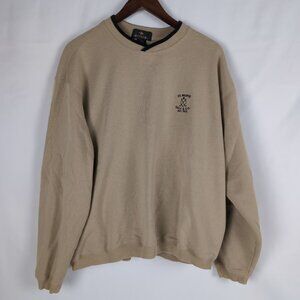 Vintage Antigua Men's Tan V-Neck Sweater Black Trim St. Mary's Golf, Large